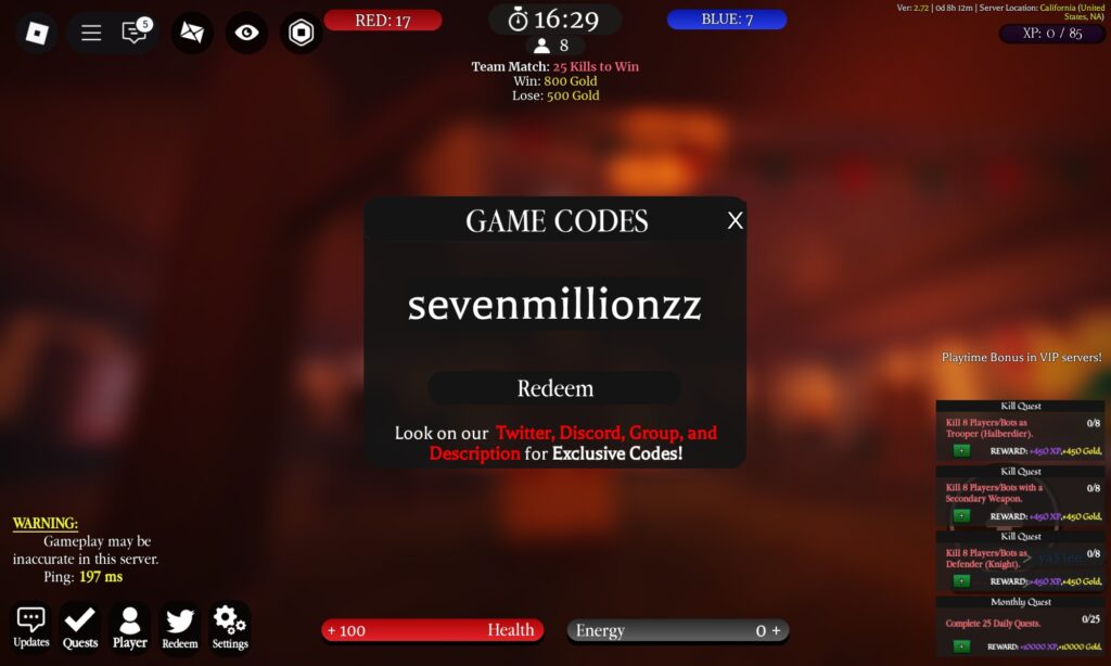 Call of Chivalry Codes 