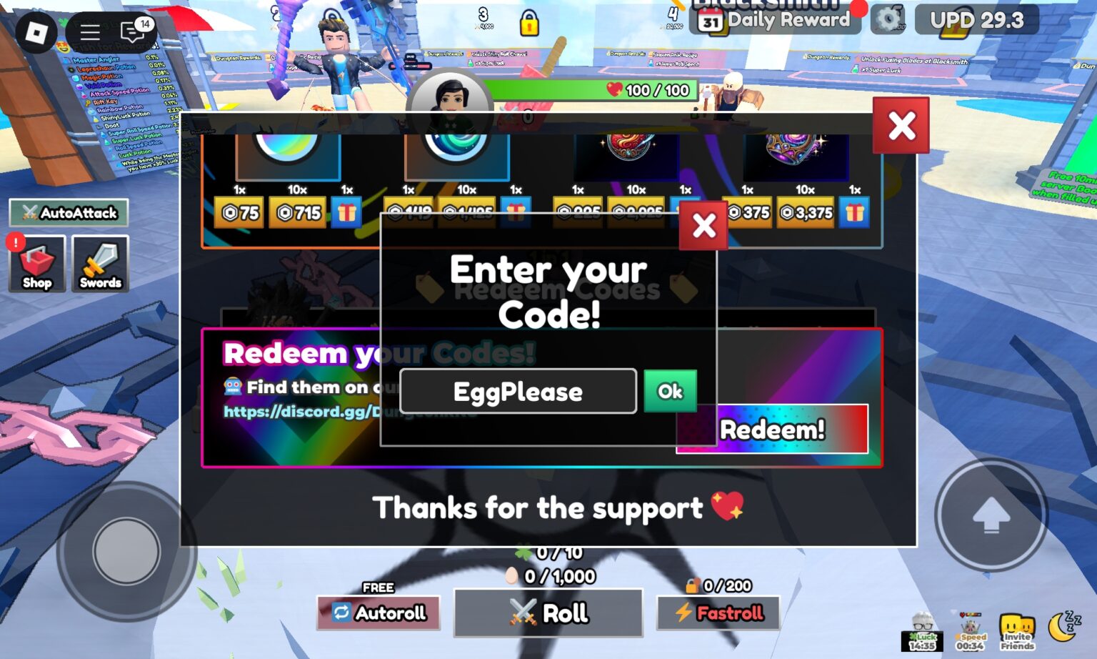 Dungeon RNG Codes October 2025