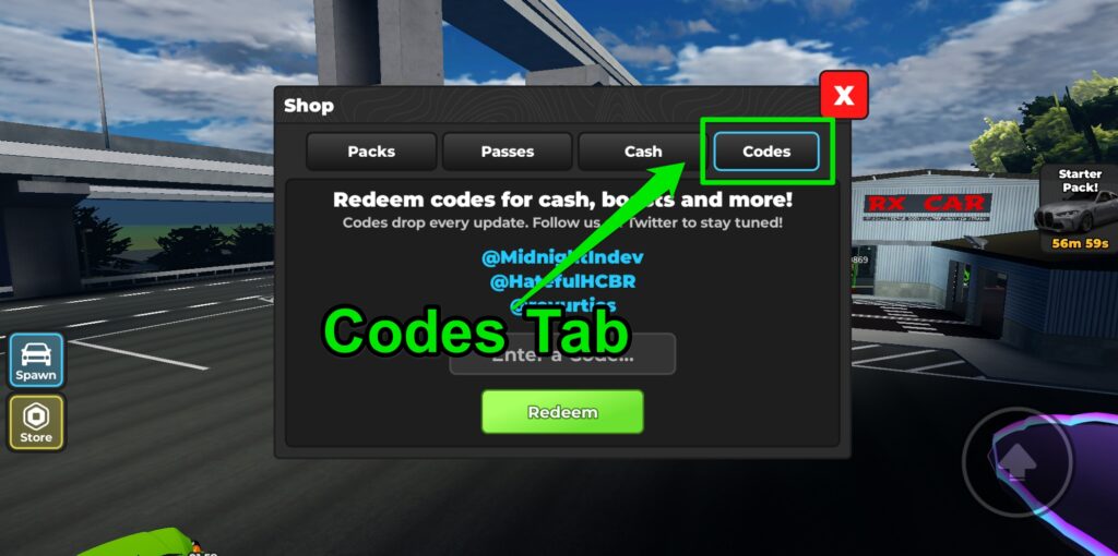 Codes Tab