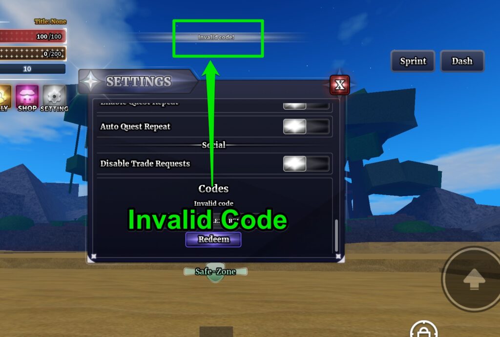 Invalid Code
