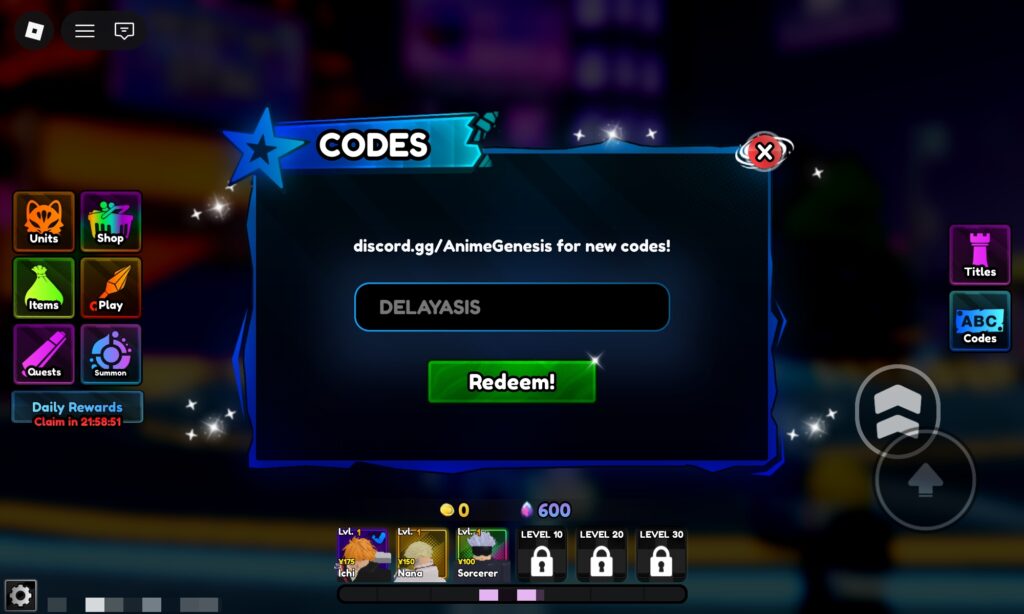 Anime Genisis Codes Image 